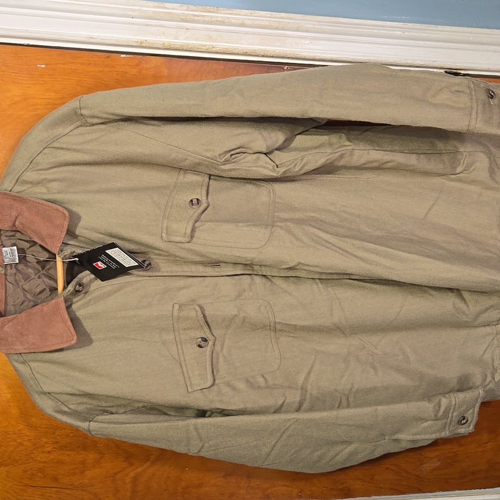 Marlboro Gear  XL Jacket Olive Green Suede Collar Quilted Lining Vintage New